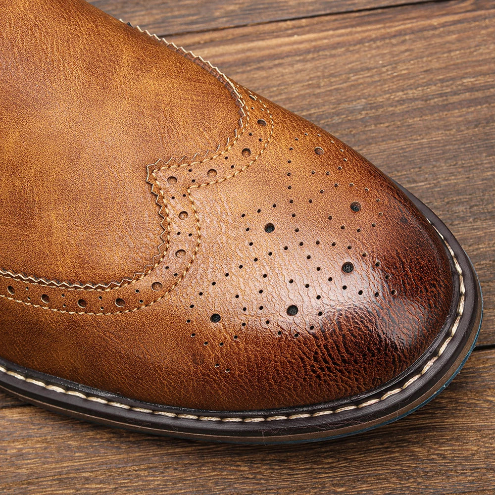 Brogue Chelsea Men Leather Boots