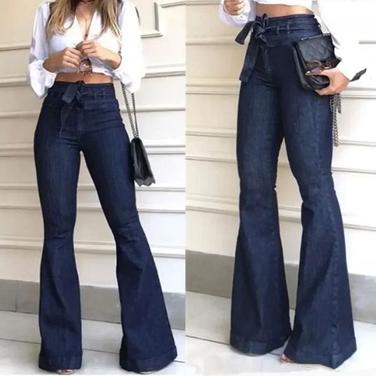 Women's High-Waist Flare Jeans – Streetwear Slim Fit