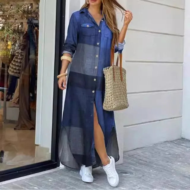 Women's fashion long sleeved shirts skirts long dresses