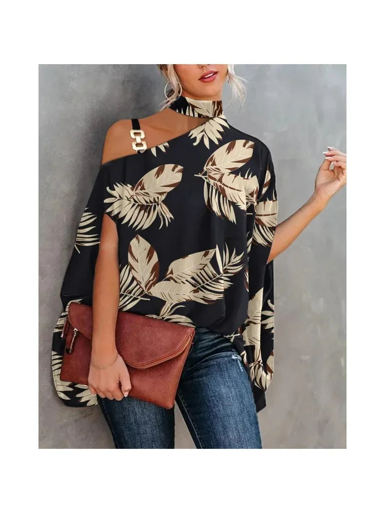Casual Floral Batwing Sleeve Blouse for Women – Loose Summer Fashion Top