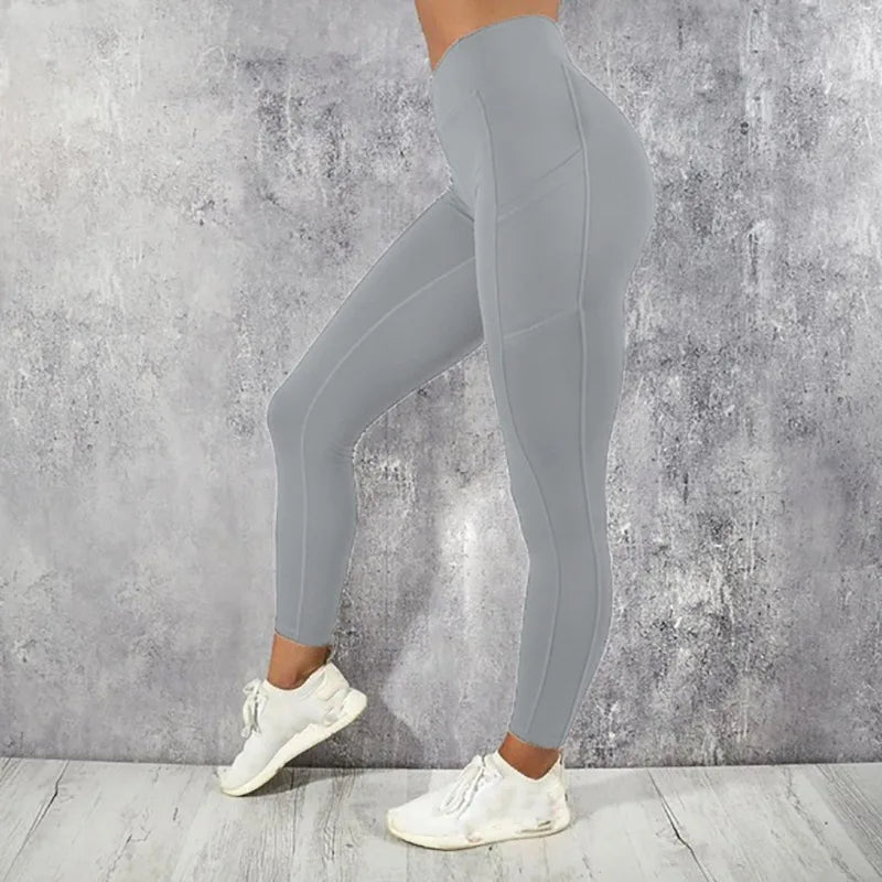 Yoga Fitness Women Leggings High Waist Tights with Pocket Gym Workout Running
