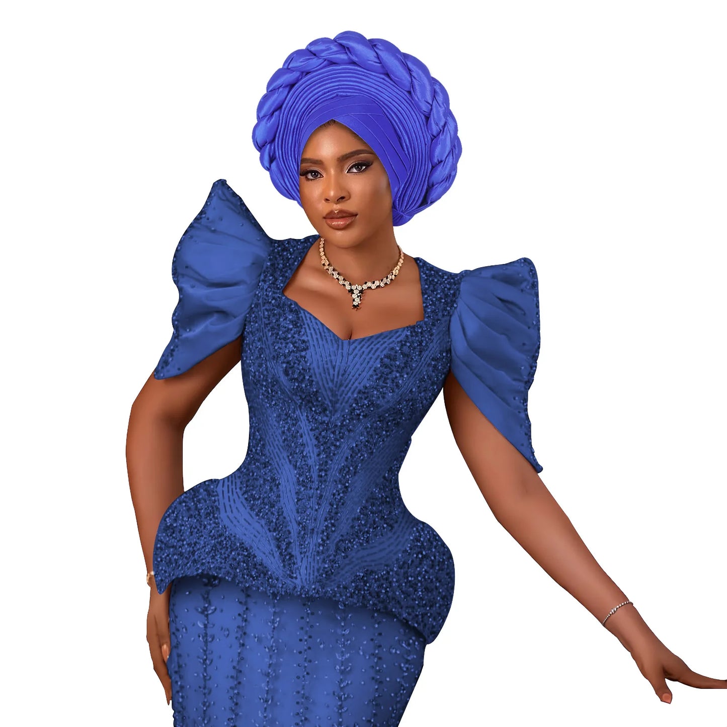 African Auto Gele Headtie – Aso Oke Nigerian Wedding & Party Head Wrap