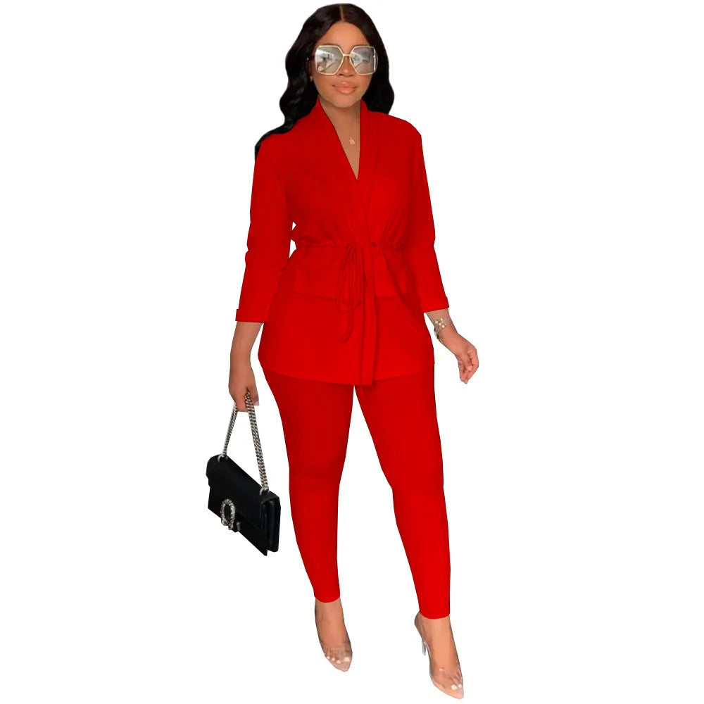 African 2-Piece Pant Suit for Women – Traditional-Inspired Casual Office Wear