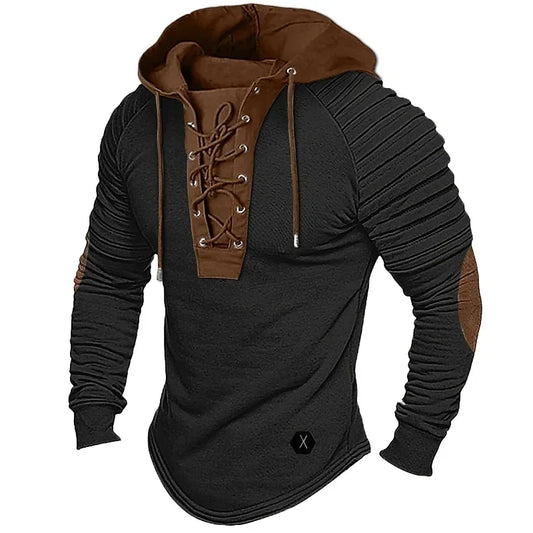 Men’s Muscle Fit Hoodie T-Shirt – Solid Color Streetwear Top