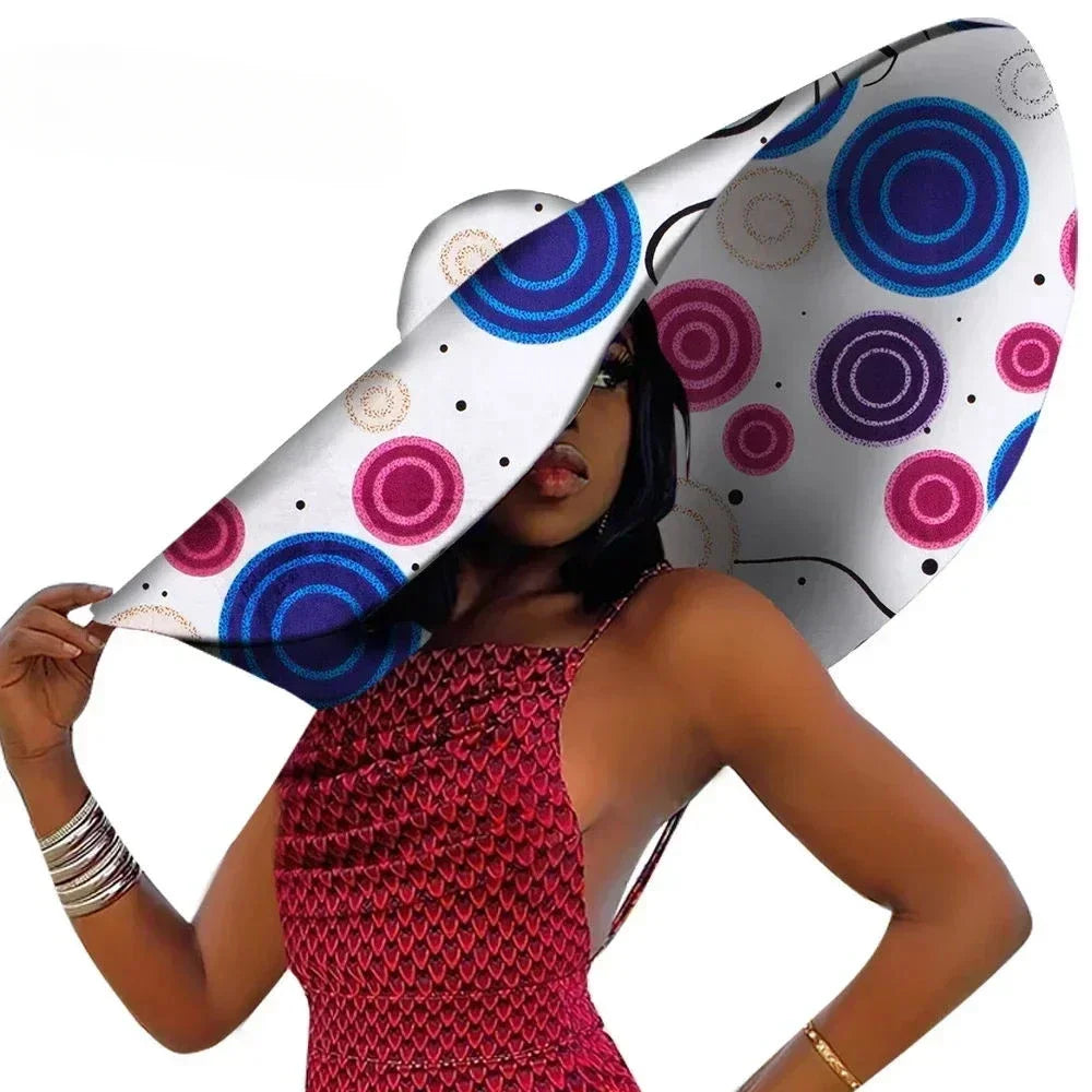 African Women Summer Beach Hat โ Large Brim Ankara Sun Hat