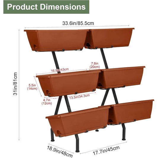 3-Tier Vertical Planter with 6 Adjustable Boxes