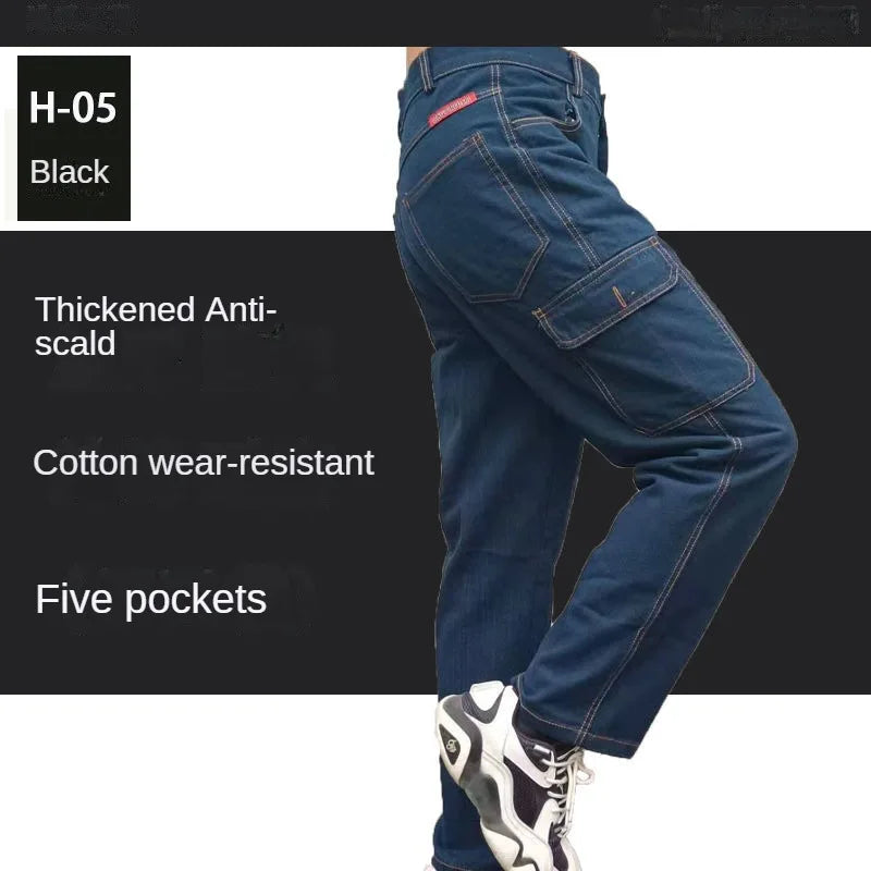 Men's Workwear Overalls Pants – Durable, Thickened Cotton Denim with Multiple Pockets