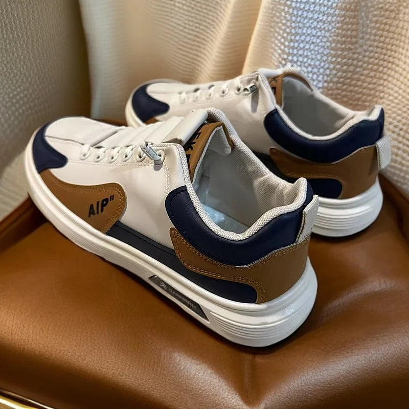 Men's Trendy Low-Top Leather Sneakers