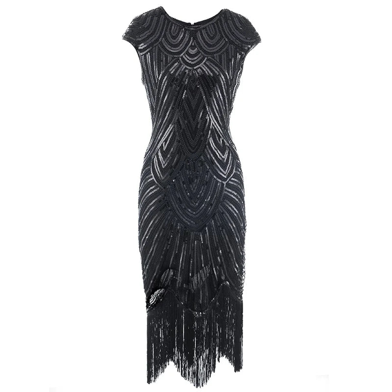 Women's 1920s Vintage Gatsby Long Skirt Flapper Dress