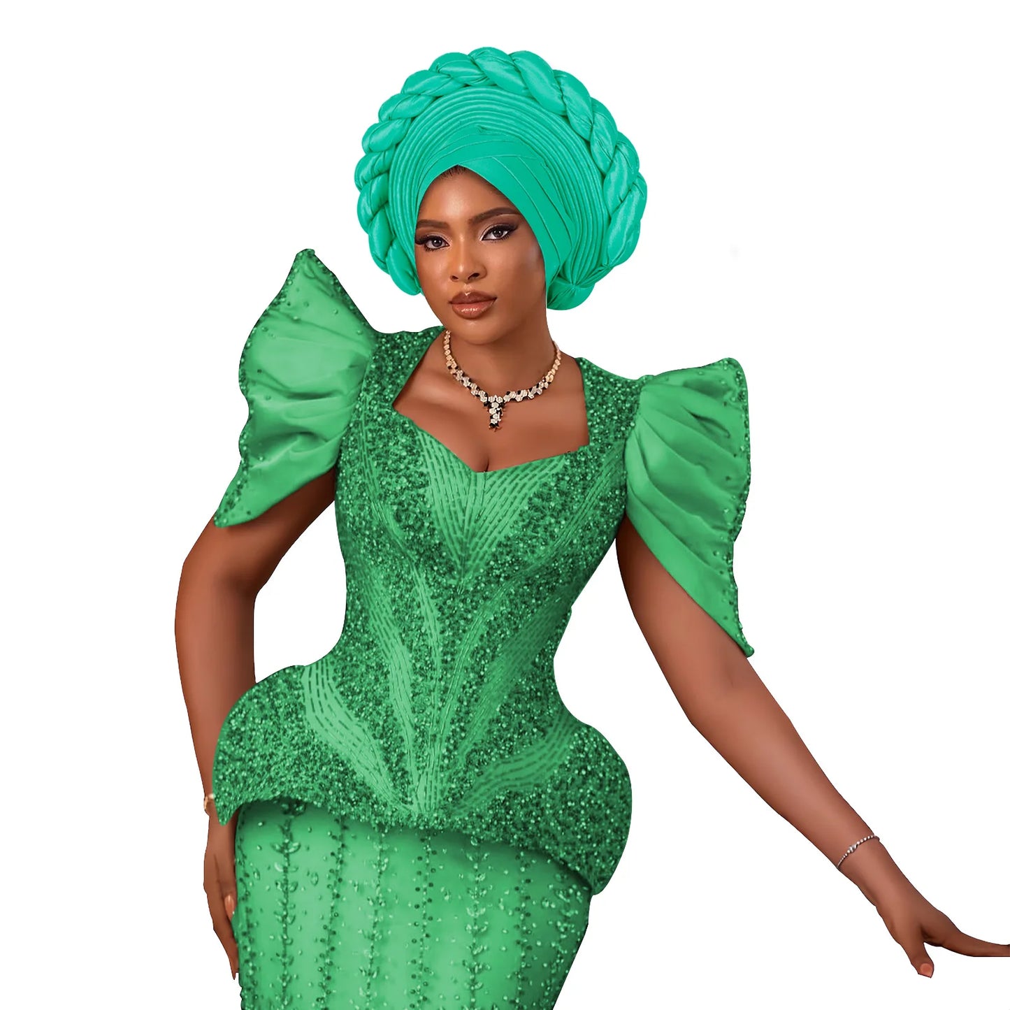 African Auto Gele Headtie – Aso Oke Nigerian Wedding & Party Head Wrap