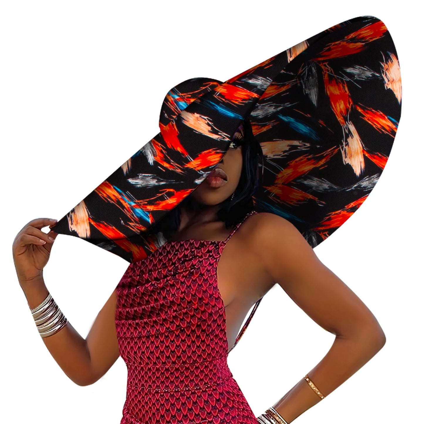 African Women Summer Beach Hat โ Large Brim Ankara Sun Hat