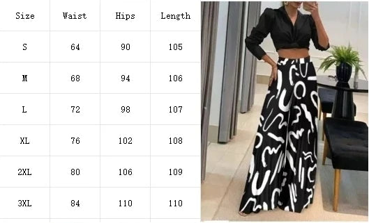 Fashion Colorful Printed Elastic Waist Wide-Leg Pants for Women – Elegant & Effortlessly Chic