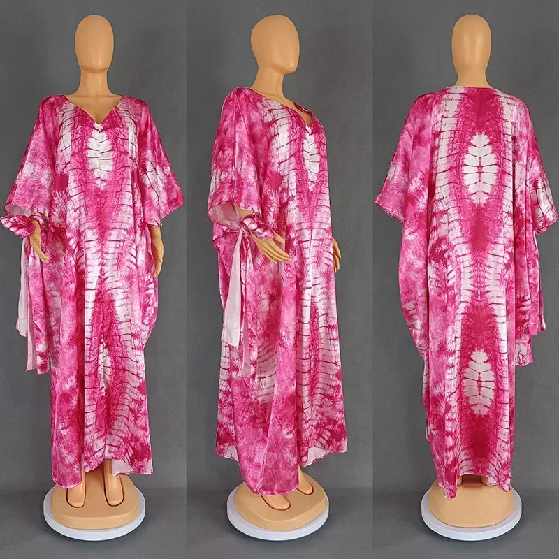 African Retro Long Robe Dress with Headscarf