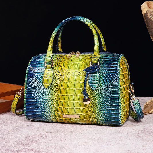 The Ombre Crocodile Embossed Boston Handbag