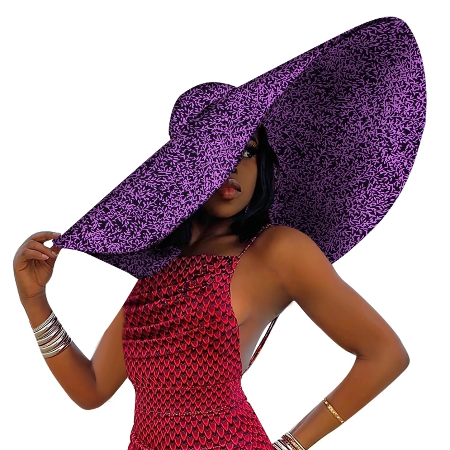 African Women Summer Beach Hat โ Large Brim Ankara Sun Hat