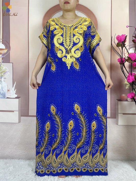 Elegant African Abaya Party Dress – Floral Embroidered Boubou Maxi