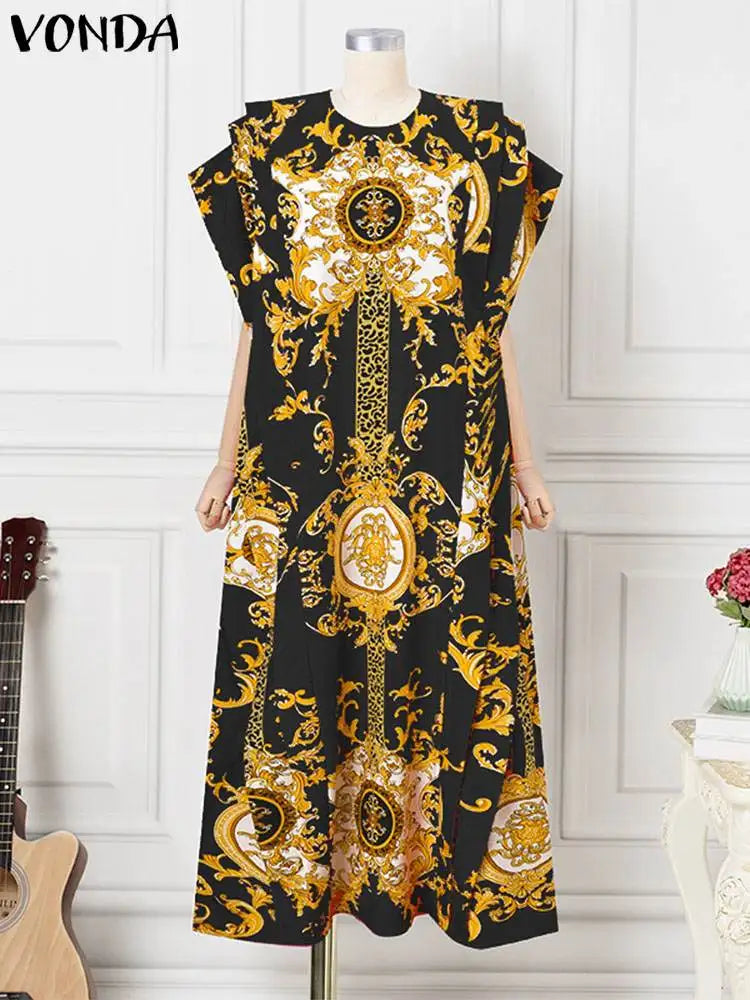 VONDA Plus Size 5XL Elegant Maxi Long Dress