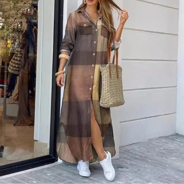 Women's fashion long sleeved shirts skirts long dresses