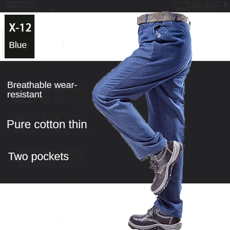 Men's Workwear Overalls Pants – Durable, Thickened Cotton Denim with Multiple Pockets