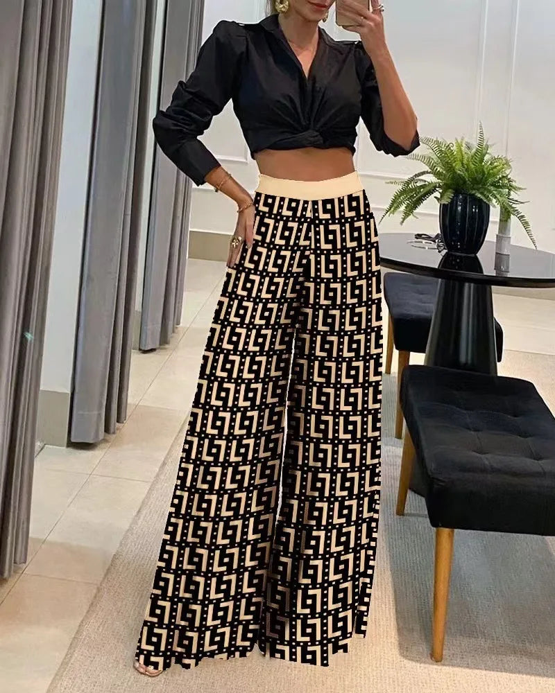 Women's Printed Wide-Leg Pants – Spring/Autumn Collection