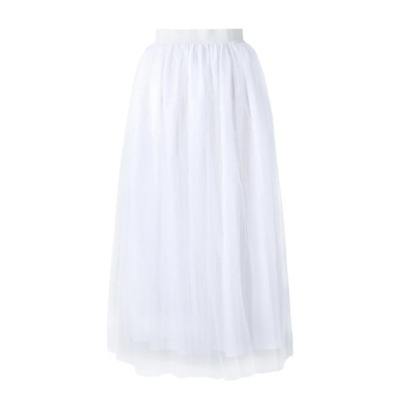 Women’s Tutu Long Skirt – Front Split Layered Tulle Puffy Skirts