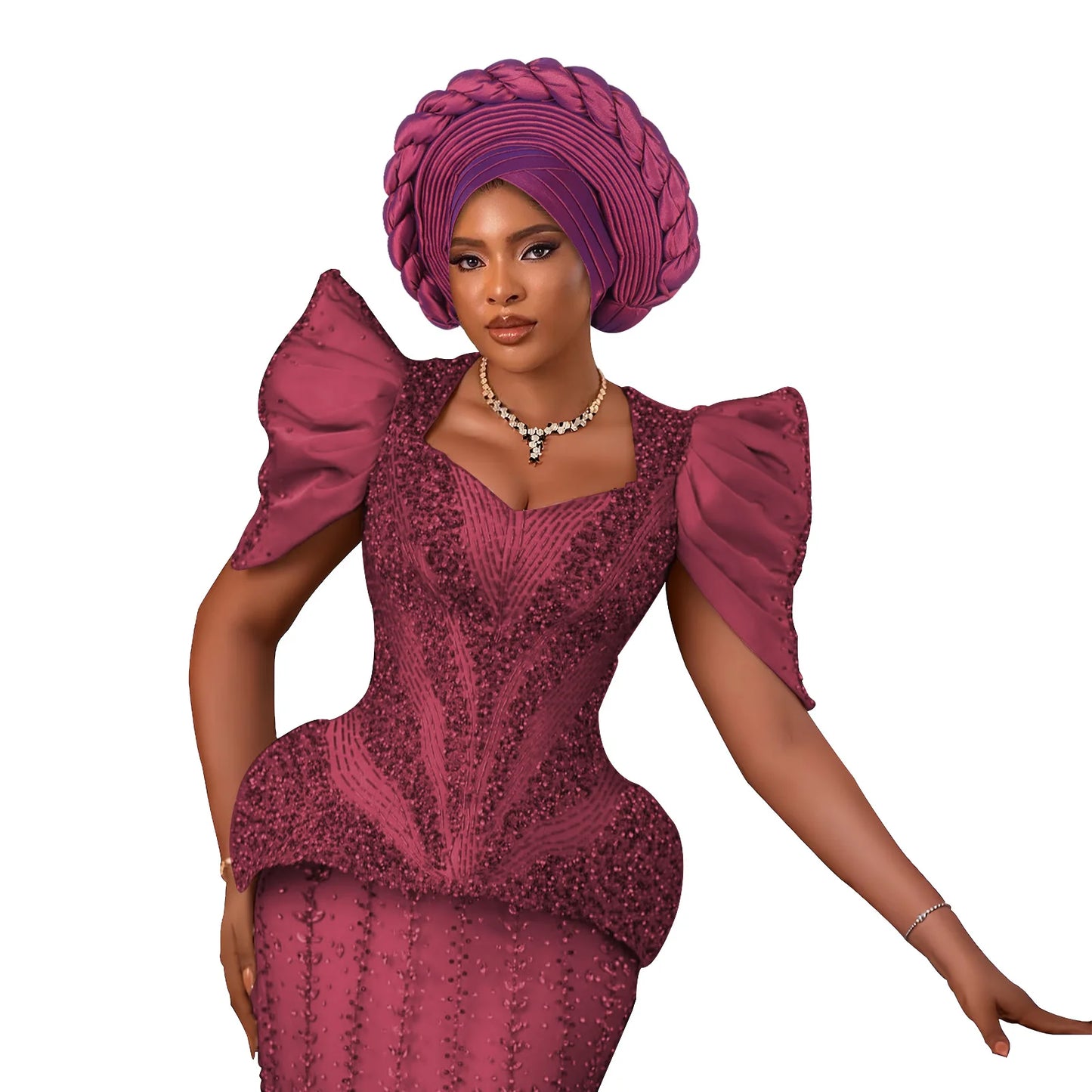African Auto Gele Headtie – Aso Oke Nigerian Wedding & Party Head Wrap