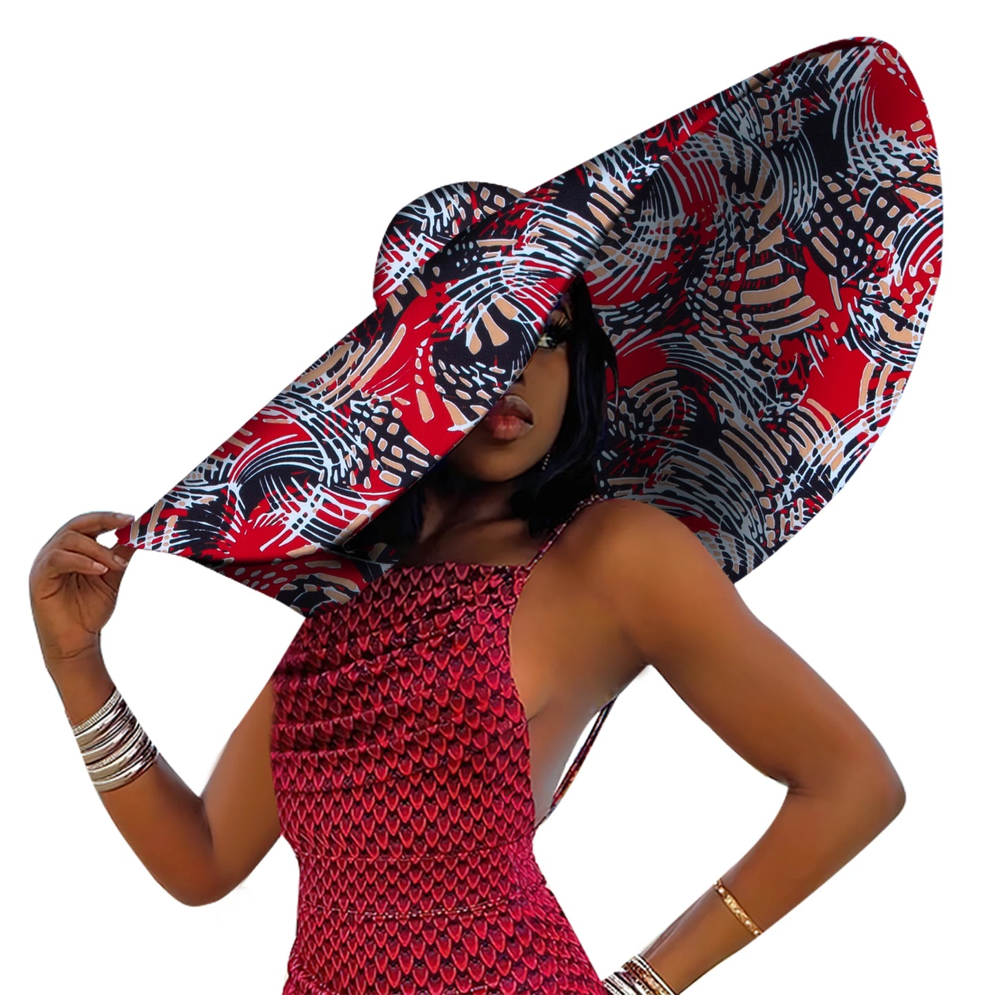 African Women Summer Beach Hat โ Large Brim Ankara Sun Hat