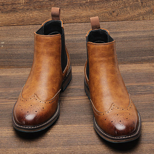 Brogue Chelsea Men Leather Boots