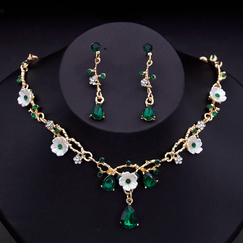 Gorgeous Crystal Bridal Jewelry Set – Luxury Flower Choker & Earrings