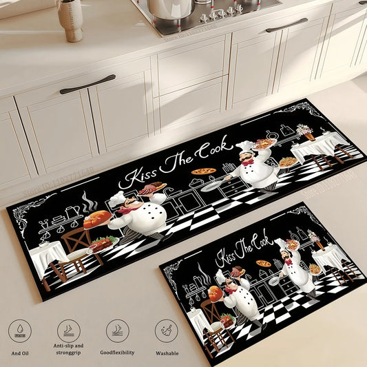 Kitchen Corner Cartoon Chef Pattern Absorbent Doormat