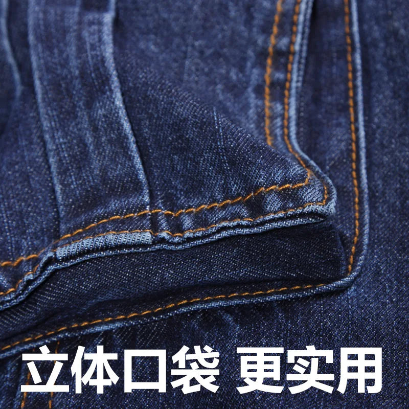 Men's Multi-Pocket Straight Cargo Jeans – Loose Fit Casual Denim