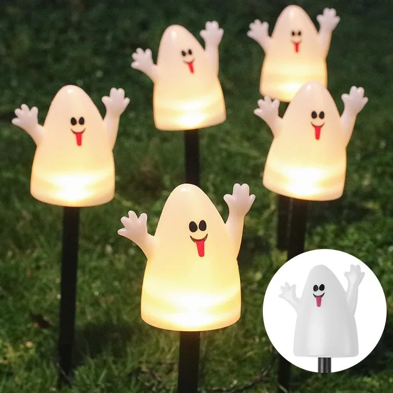 5PCS Solar Halloween Pumpkin & Ghost Pathway Lights – Waterproof Outdoor Garden Decorations