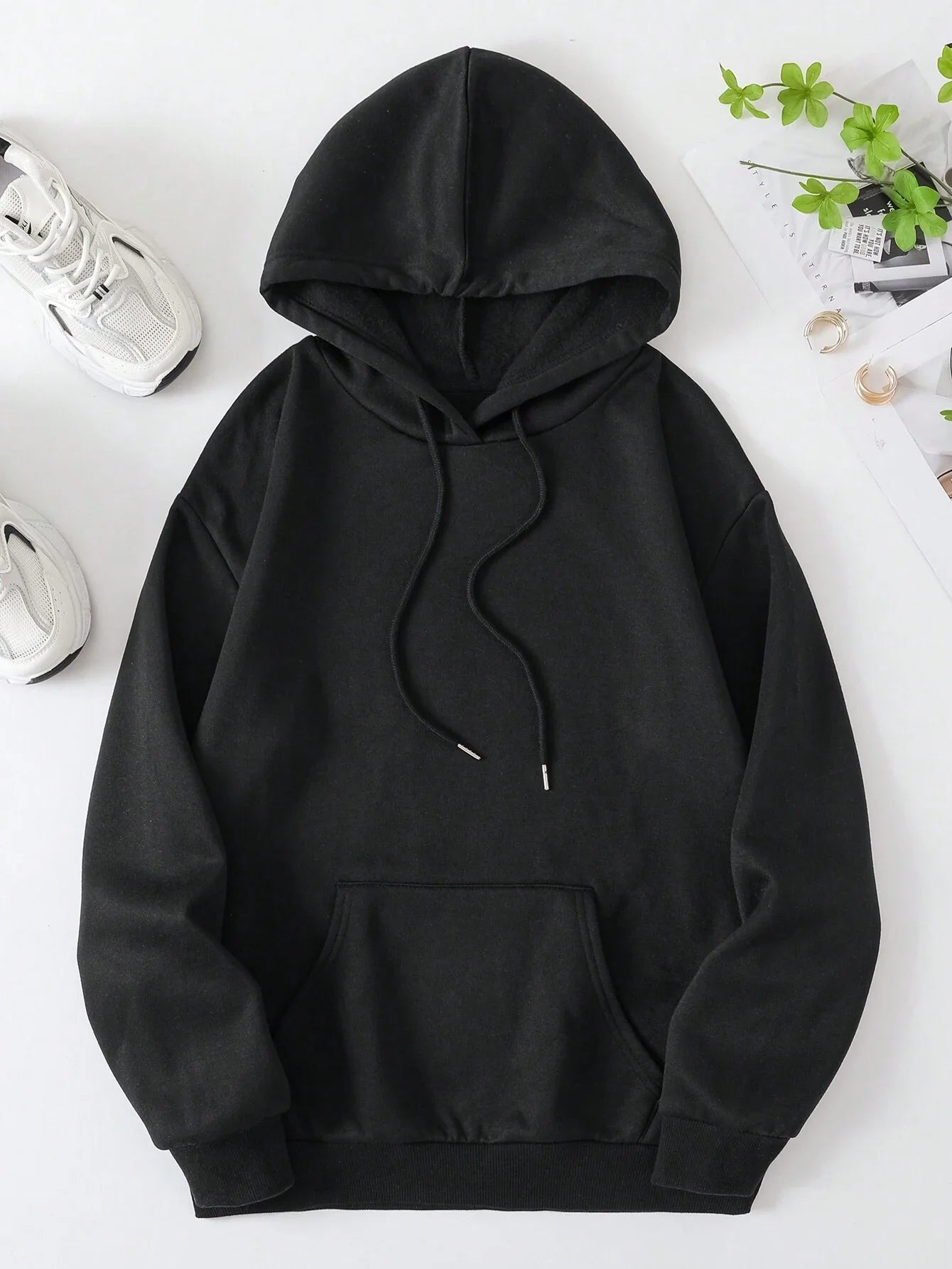 Casual Oversized Fleece Hoodie – Soft, Warm Autumn Pullover for Women