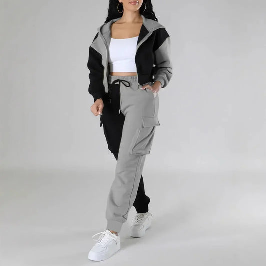 Women’s Loose Two-Piece Hoodie Tracksuit – Autumn/Winter Set