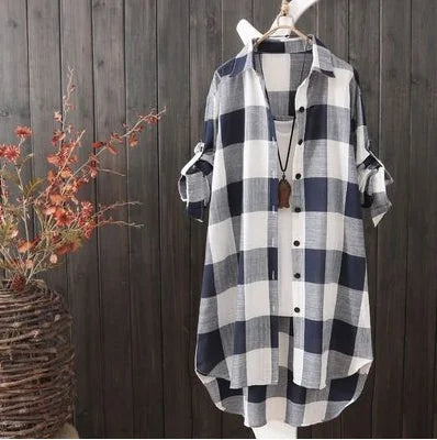 Women's Plaid Cotton Shirt – Chic & Elegant Blouse for Effortless Style