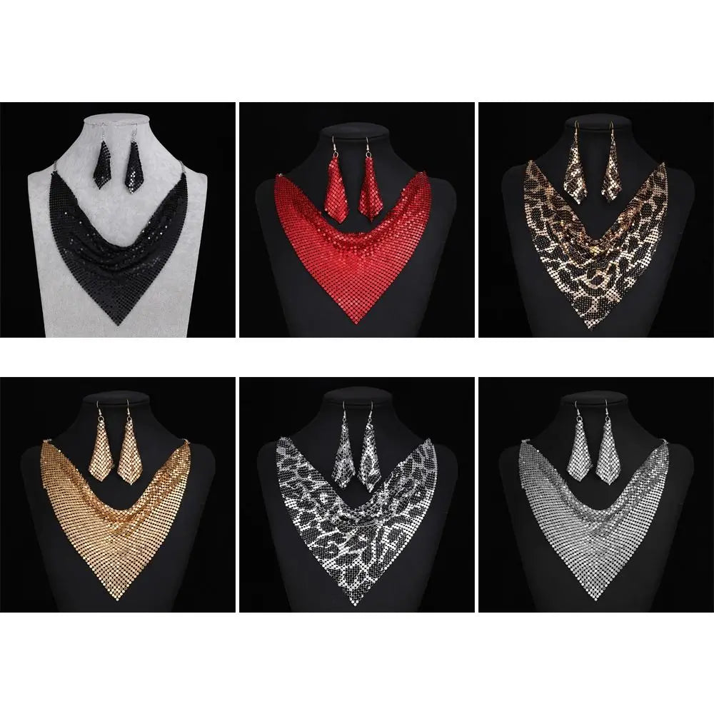 Elegant Indian Jewelry Set – Rhinestone Bib Choker with Matching Earrings