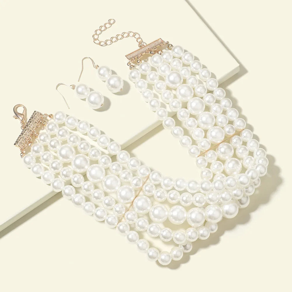 Elegant Charm Multi-Layer Imitation Pearl Jewelry Set