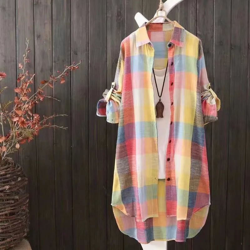 Women's Plaid Cotton Shirt – Chic & Elegant Blouse for Effortless Style