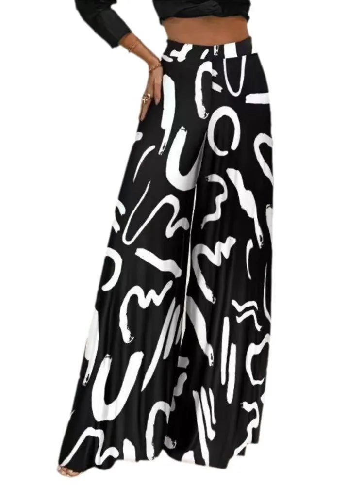 Women's Printed Wide-Leg Pants – Spring/Autumn Collection