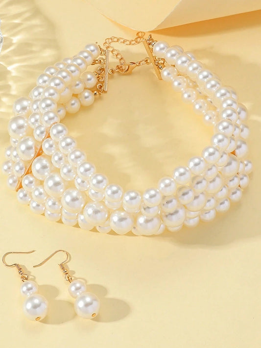 Elegant Charm Multi-Layer Imitation Pearl Jewelry Set