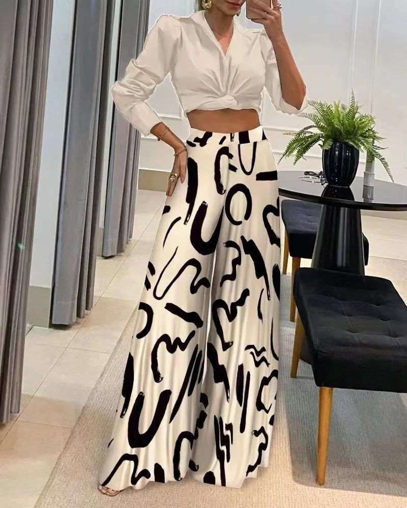 Women's Printed Wide-Leg Pants – Spring/Autumn Collection