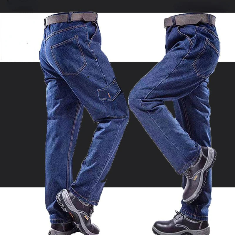 Men's Workwear Overalls Pants – Durable, Thickened Cotton Denim with Multiple Pockets