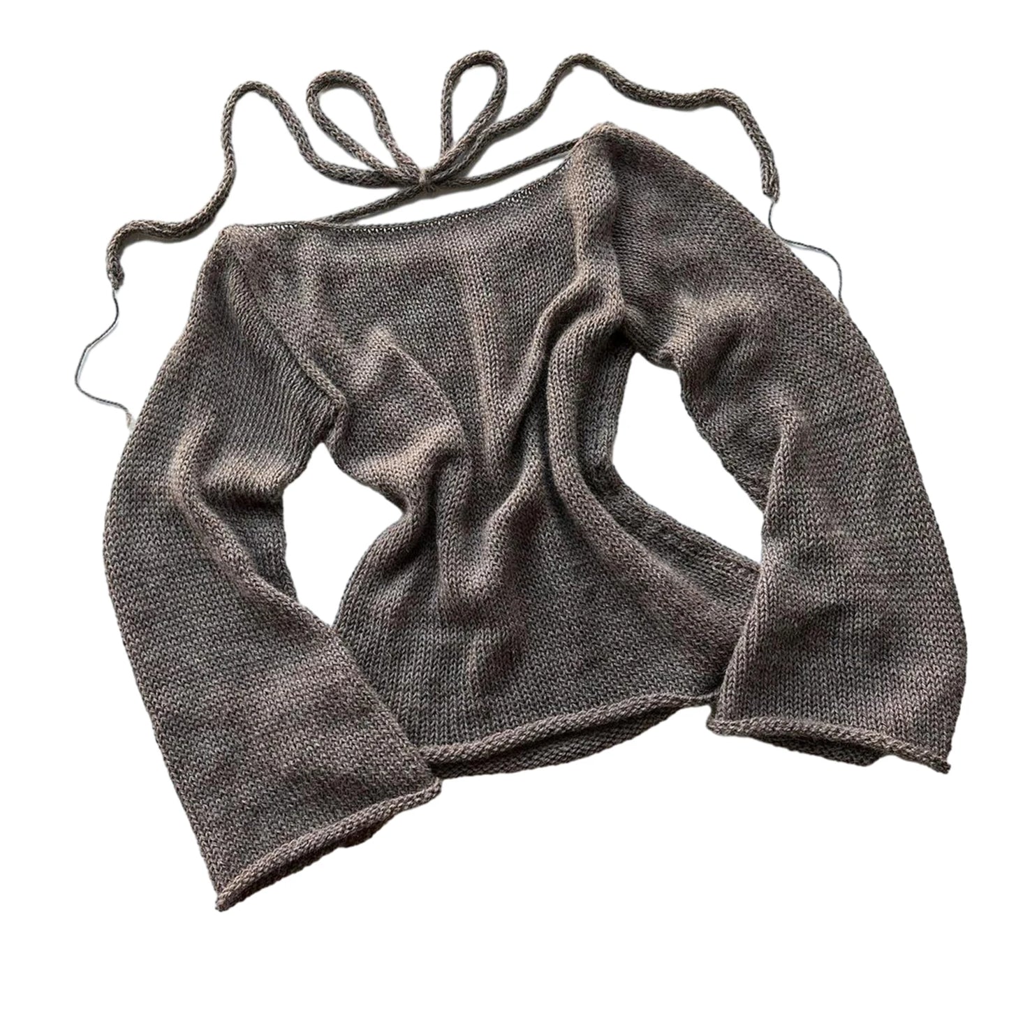 Fashion Women's Tie-Back Sweater – Y2K-Inspired Knit Pullover