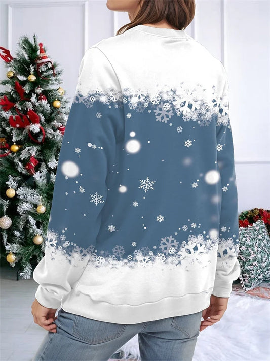 Women’s Christmas Sweatshirt – Snowman & Snowflake Print | Cozy Y2K Streetwear Hoodie