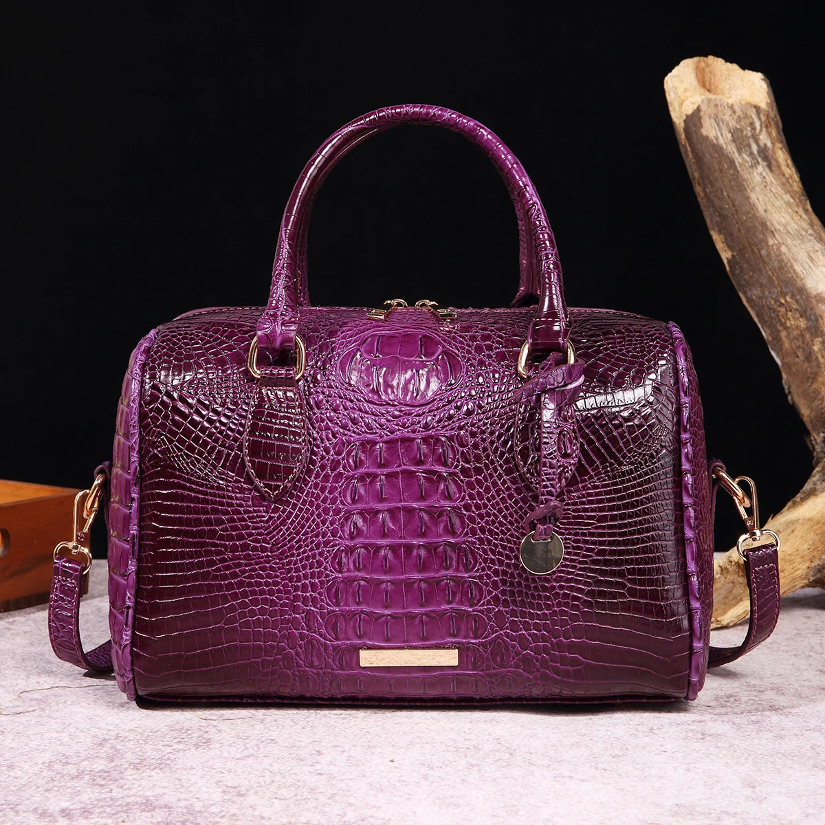 The Ombre Crocodile Embossed Boston Handbag