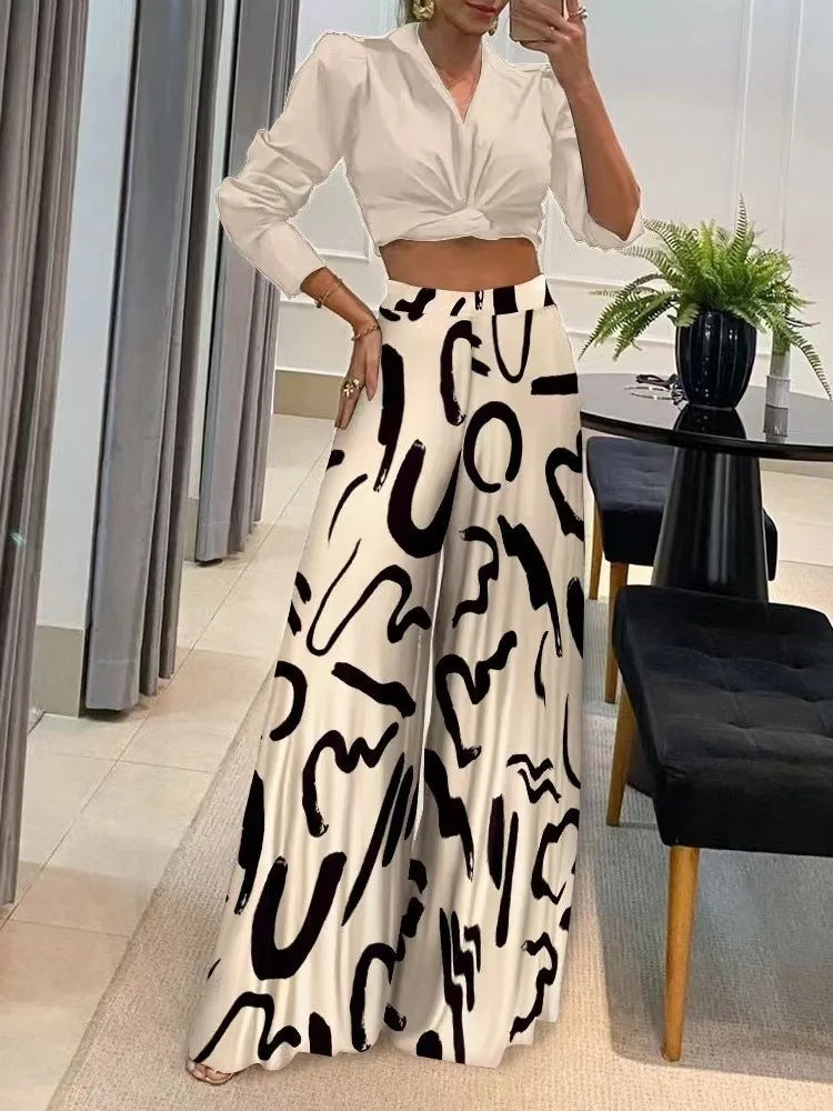 Women's Printed Wide-Leg Pants – Spring/Autumn Collection