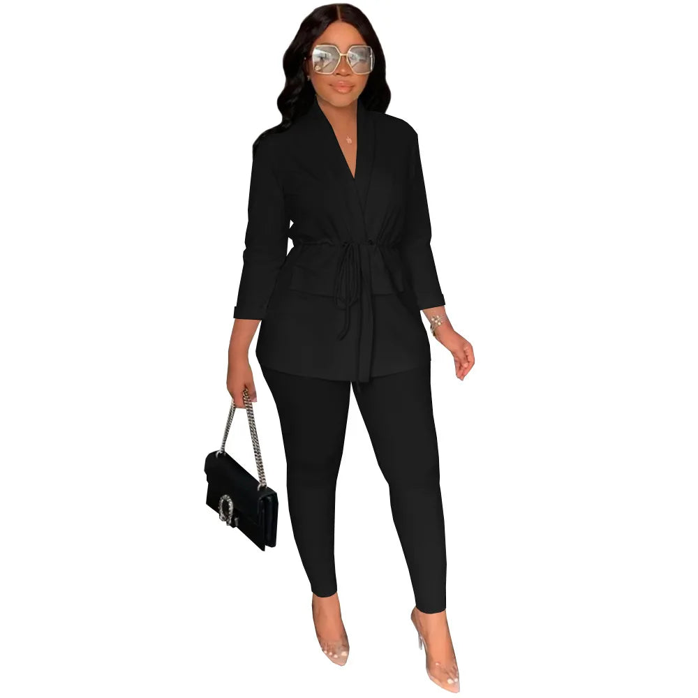 African 2-Piece Pant Suit for Women – Traditional-Inspired Casual Office Wear