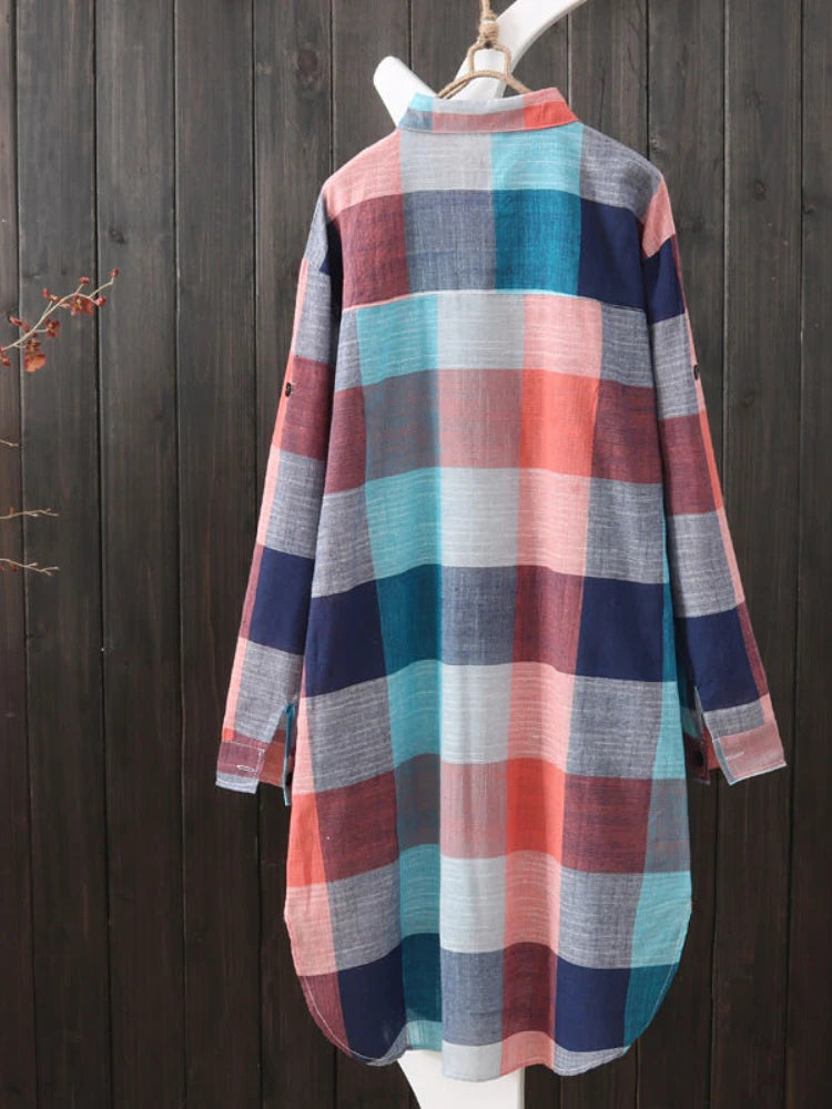 Women's Plaid Cotton Shirt – Chic & Elegant Blouse for Effortless Style