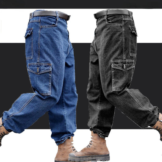Men's Workwear Overalls Pants – Durable, Thickened Cotton Denim with Multiple Pockets