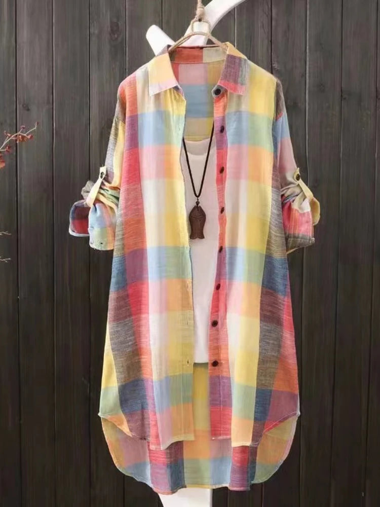 Women's Plaid Cotton Shirt – Chic & Elegant Blouse for Effortless Style